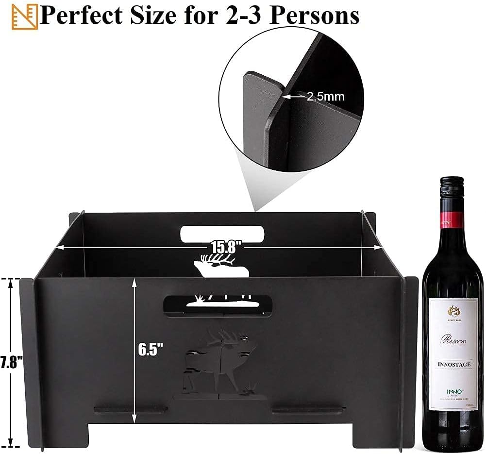 Portable Plug Fire Pit, Heavy Duty Outdoor Living FirePit and Waxed Canvas Log Carrier Tote Bag,40