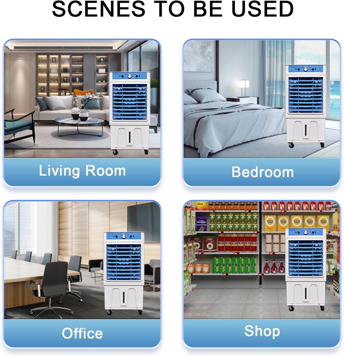 Portable Air Conditioners, Swamp Cooling Fan, 2 Modes, 3 Speeds, Fans That Blow Cold Air for Room, Bedroom, Indoor, Office(Large)