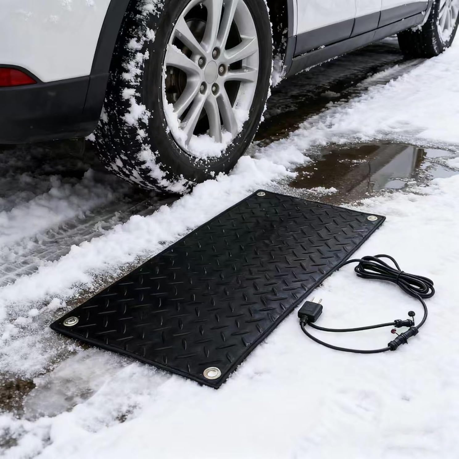 Outdoor Driveway Snow-Melting mat with Power Cord can melt 2 inches of ice and Snow per Hour(60x400cm/23.6x158in)