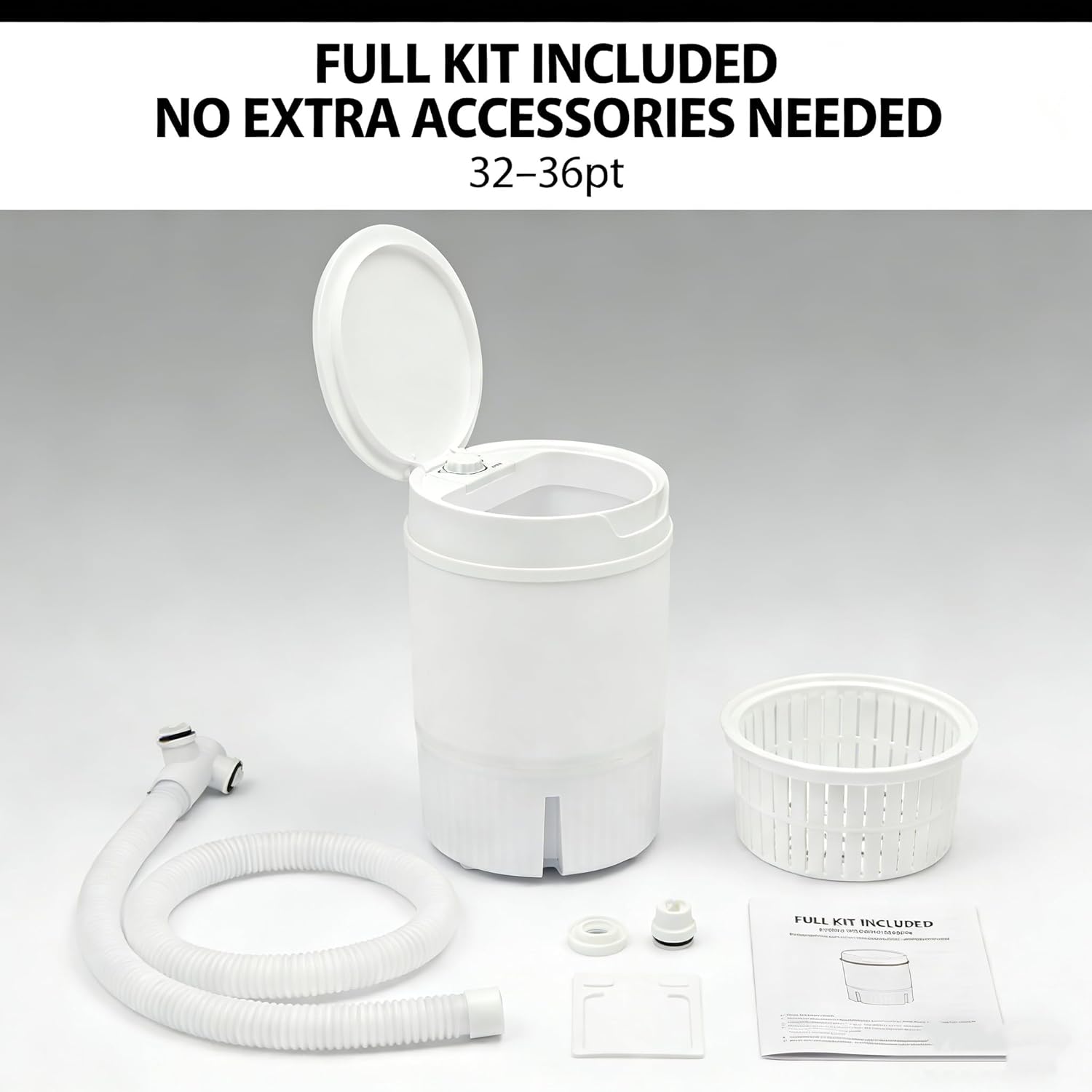 Compact Mini Washer- Portable Semi-automatic Small Washer Machine Single Tub Laundry Washer for Apartments, Dorms,Traveling, RV, IPX4 (White)