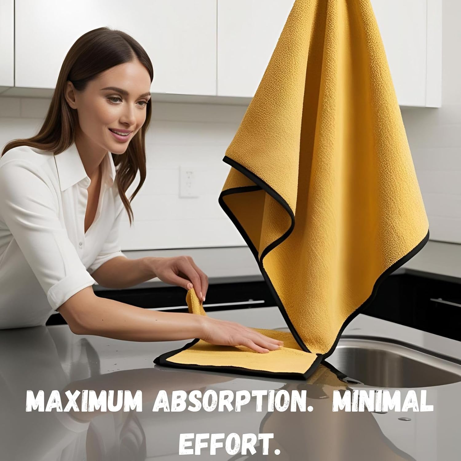 Deluxe Premium Microfiber Towels (Pack of 10) Ultra-Absorbent Soft Polishing Drying Cleaning Washable Durable Thick Professional Car Wax Cloth Household Cleaning 600GSM Dual-Sided Gray Yellow