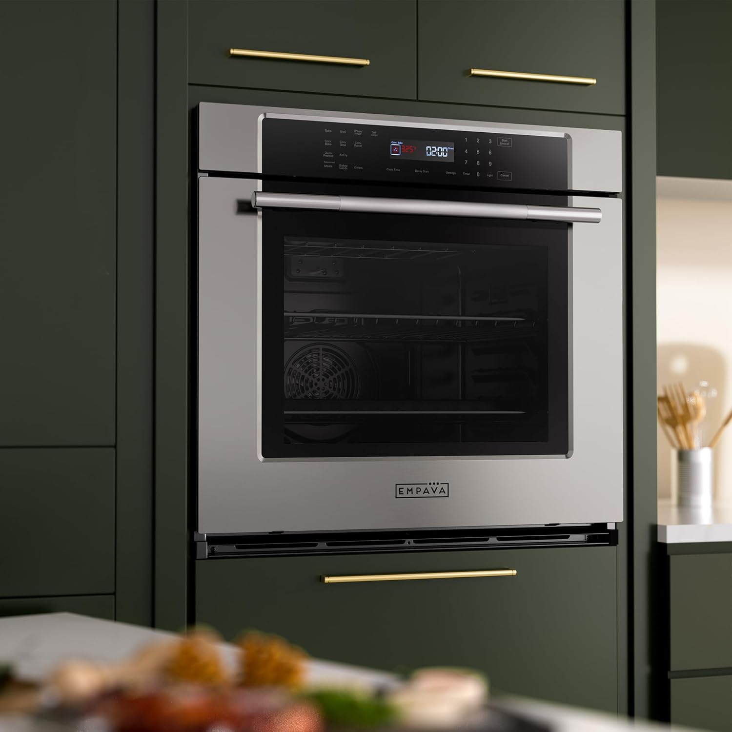 Empava 30 inch Electric Single Wall Oven with 10 Cooking Funcitons, Built-in Convection System with Screen Touch Control, Air Fry, Self-cleaning