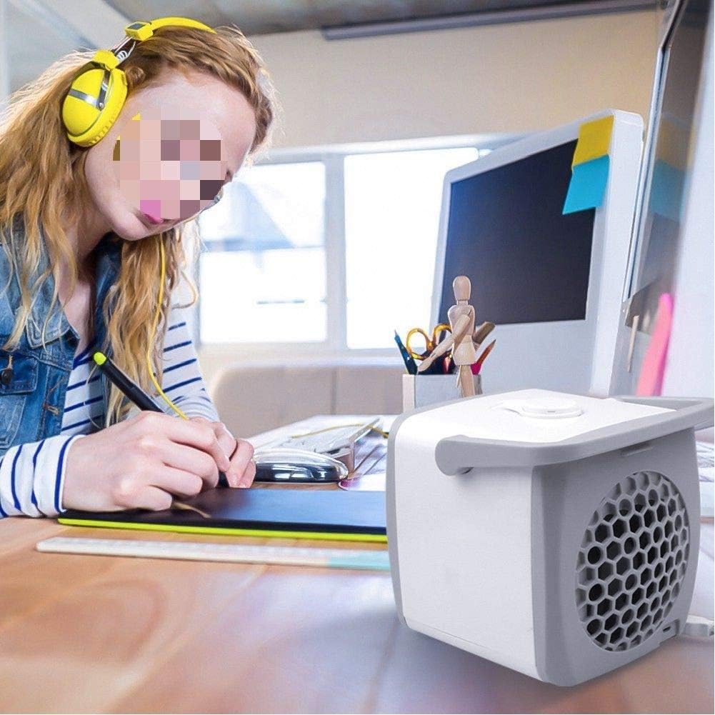 Personal Air Cooler Portable Mini USB Air Conditioner 3 in 1 Small Personal Space Air Purifier Cooler and Humidifier Air Cooler Desk Fan Cooling for Home Office Dorm Outdoors