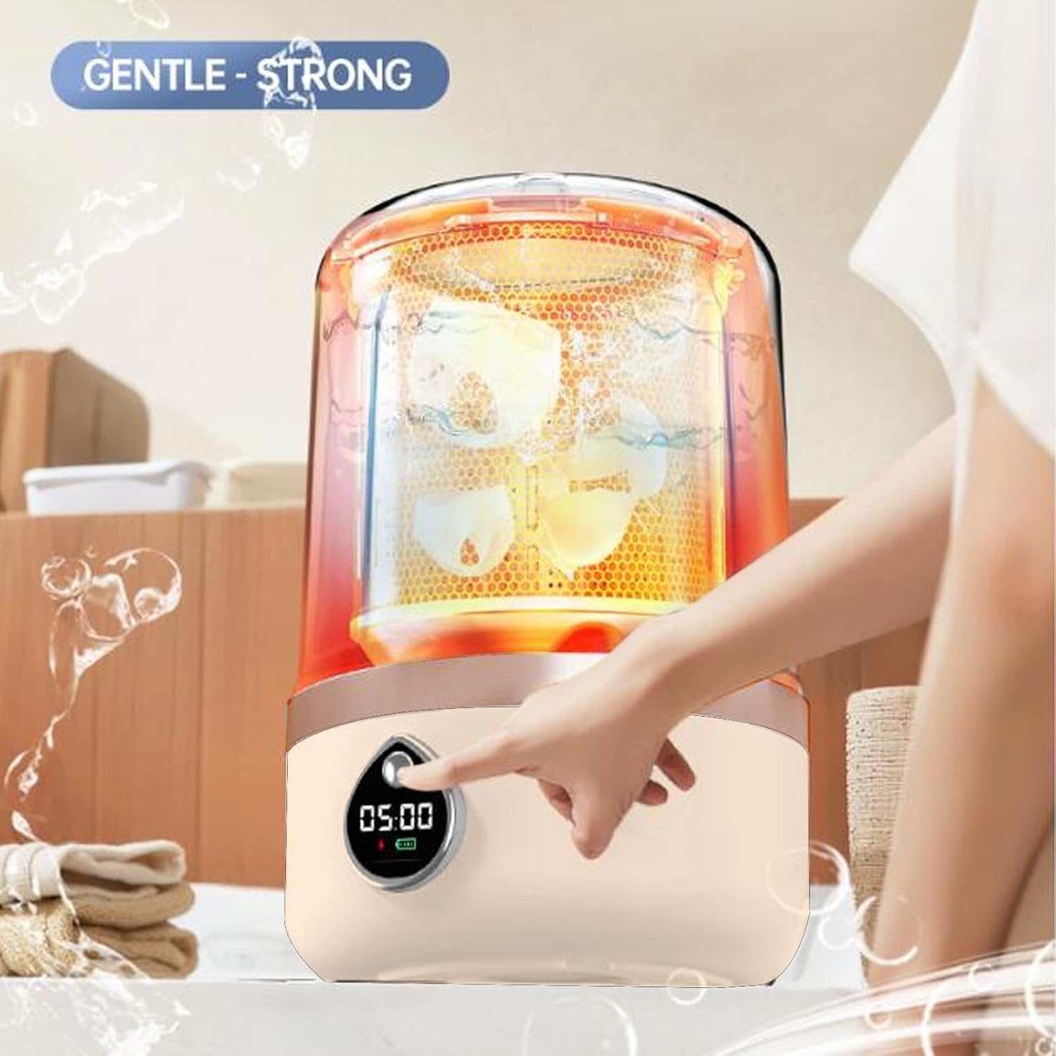 Yoidesu Mini Washing Machine, Cordless Portable Underwear Washing Machine, USB Powered Small Laundry Washer with 2 Gear Cleaning for Apartment Dorm Hotel Travel