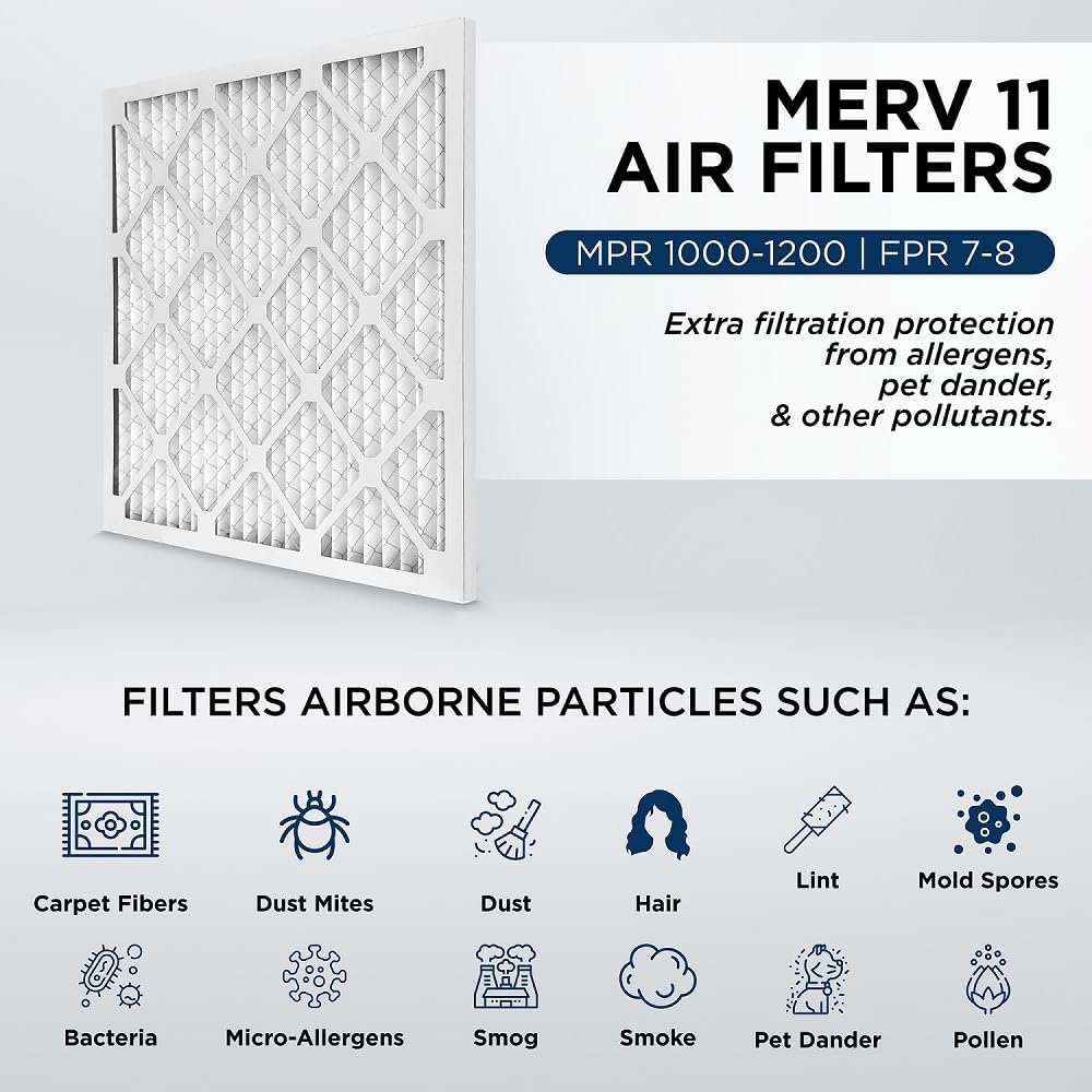 Mann+Hummel 16x24x2 MERV 11 Pleated HVAC AC Furnace Air Filters. Case of 12. (Exact Size: 15.38 x 23.38 x 1.75 Inches)