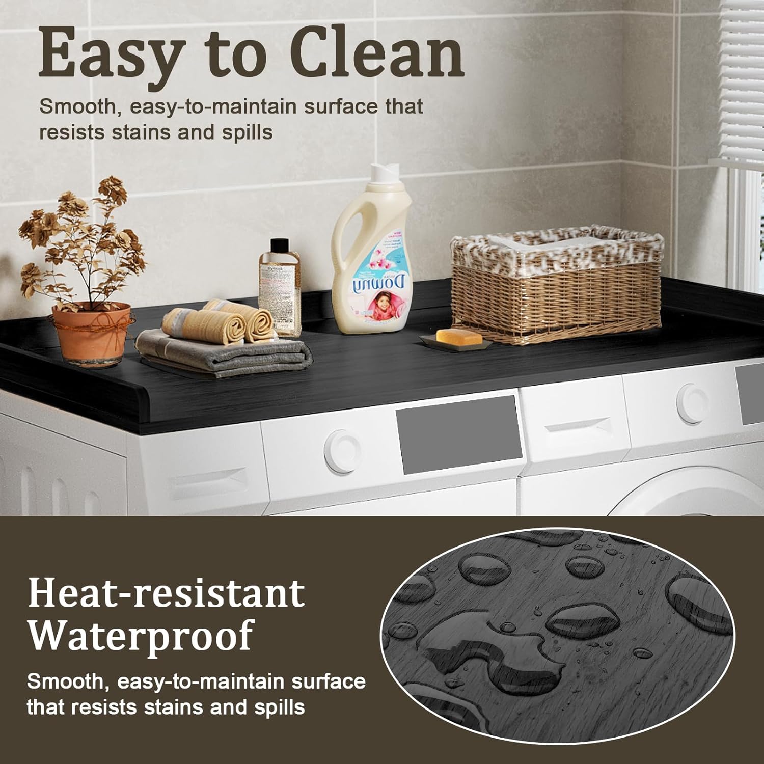 Uniflasy Washer and Dryer Countertop Black – 54