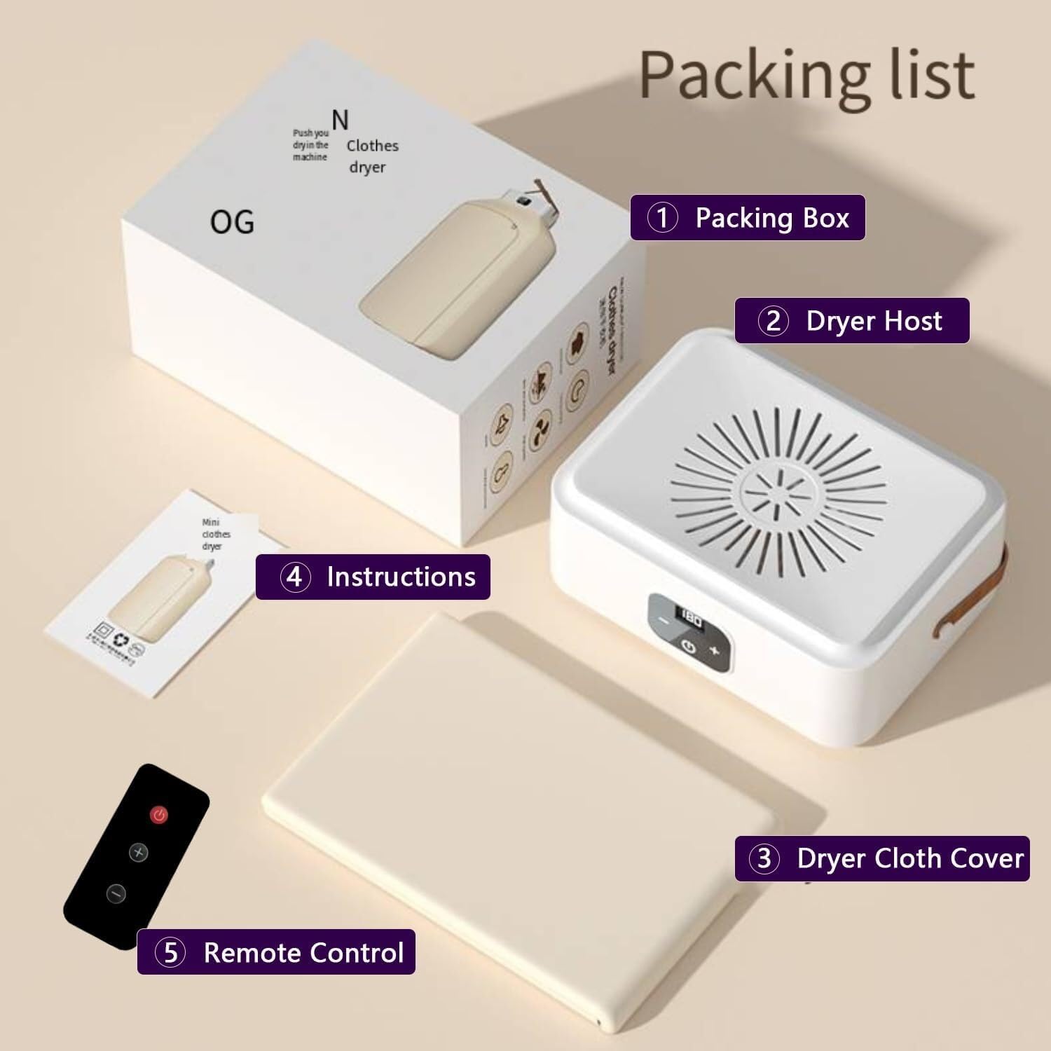 Portable Clothes Dryer Machine for Laundry Apartments and Travelling Hotel Room Touch Screen & Remote Control clothes dryers(Purple)