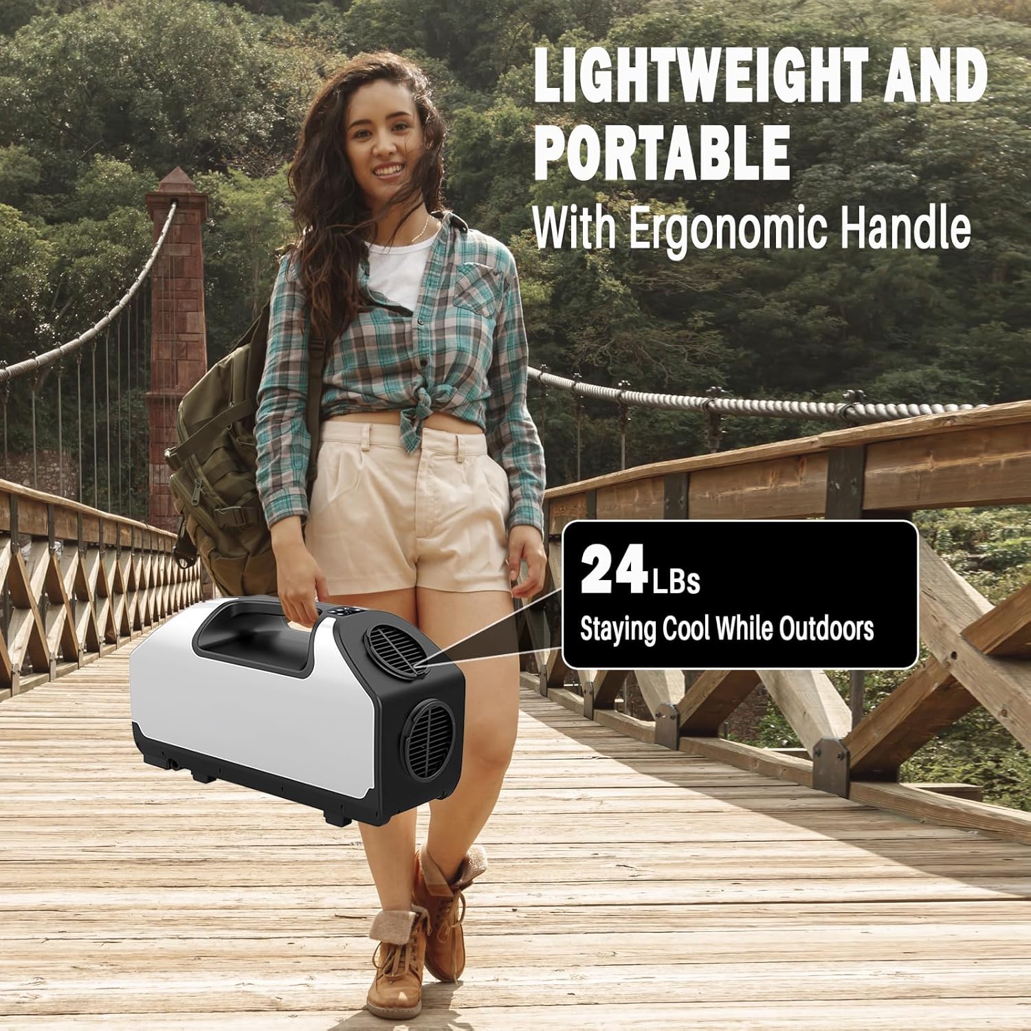 24V DC Portable Air Conditioners for Camping 2900BTU, Lightweight Tent Air Conditioner Dual Hose, Quiet Mini Portable AC Unit 4 Modes Cooling for Outdoor Fishing Truck Van RV Camper Garage Pet House