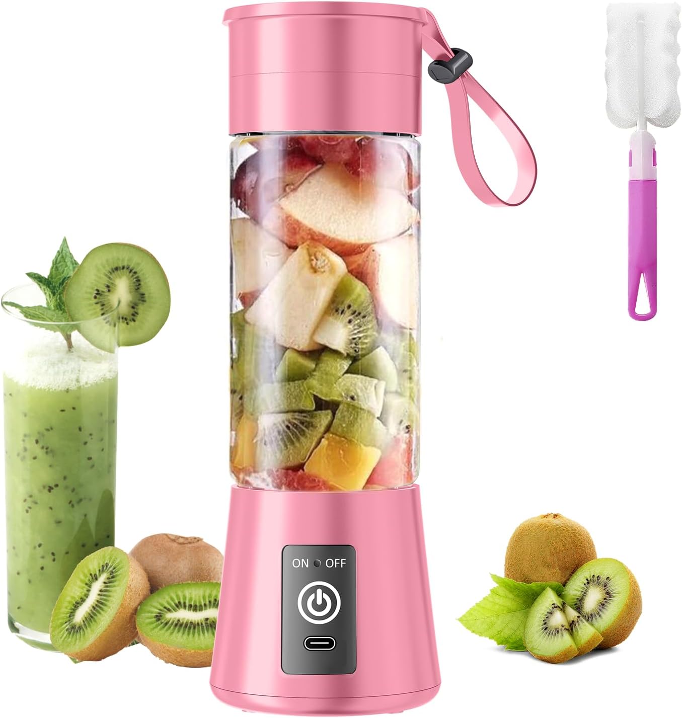 Personal Blender for Shakes and Smoothies - 2025 New Upgrade Cordless Portable Blender USB Rechargeable, 380Ml BAP Free Juice Cup, 6 Blades Freshly Squeezed for Picnic/Sports, 20000Rpm/Min Speed
