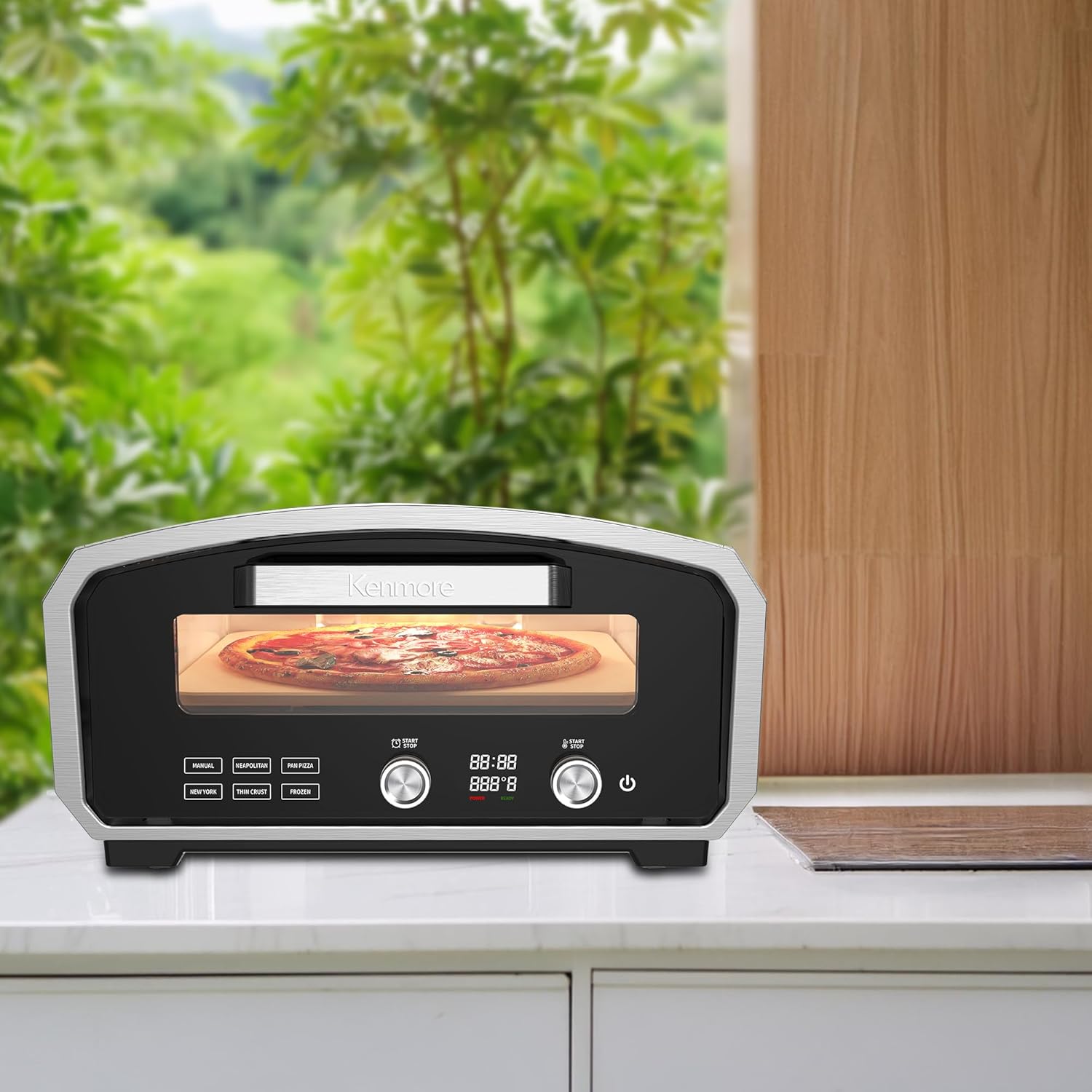Kenmore indoor/outdoor pizza oven - countertop pellet electric portable ovens, horno para outside restaurant camping to grill solo 13 inch pizzazz