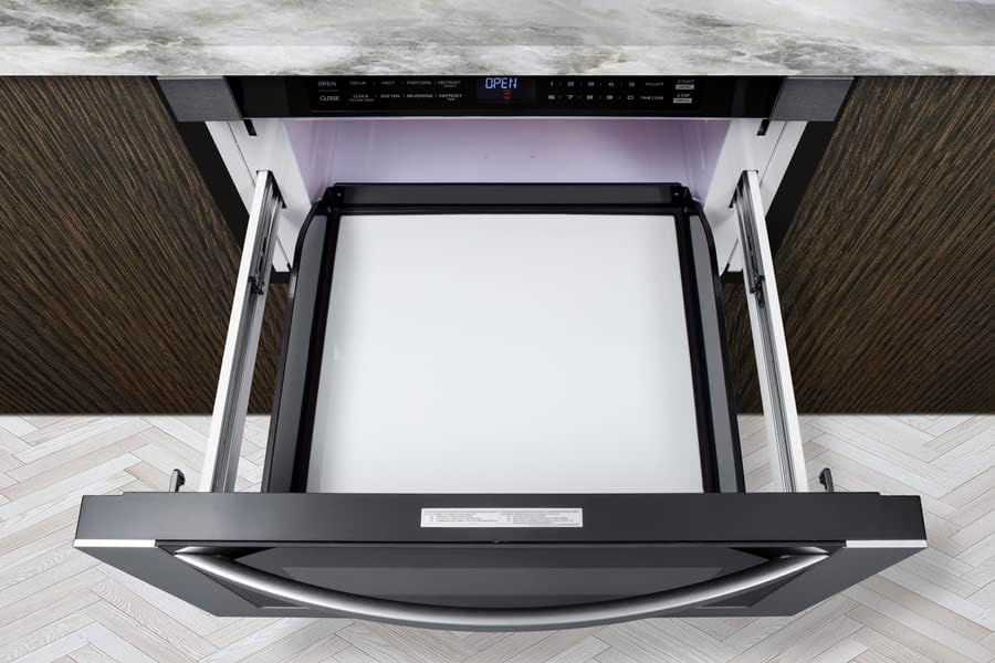 Summit 24” Built In Microwave, 1.2 cu.ft. Drawer Microwave, ADA Compliant, Black & Stainless Steel - MDR245SS (24 Inch)