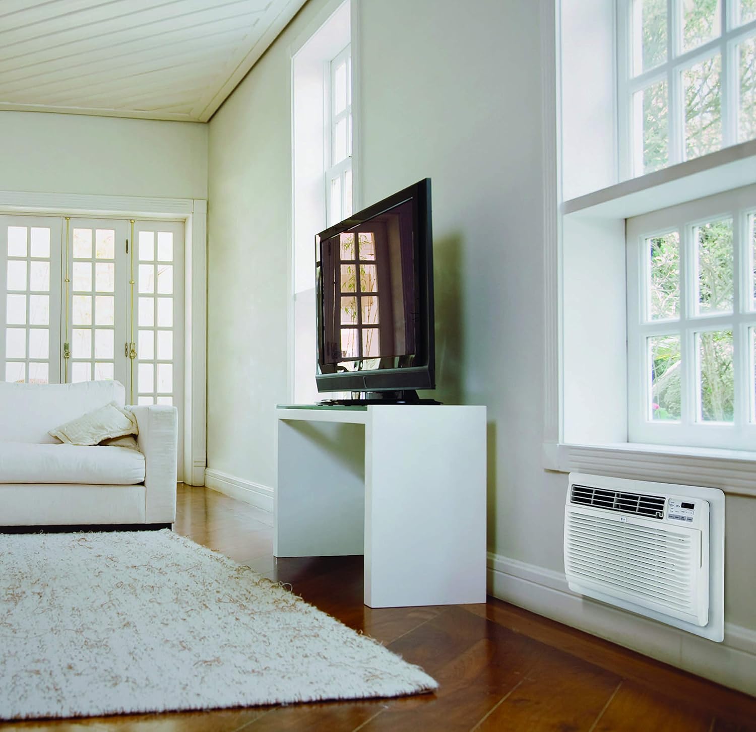 LG 11,800 BTU Through the Wall Air Conditioner and Wall Heater, 230/208V, Cools 550 Sq.Ft. (22' x 25' Room Size), Perfect for Bedroom, AC Heater Unit with Remote, Multiple Speeds, 4-Way Air Deflection