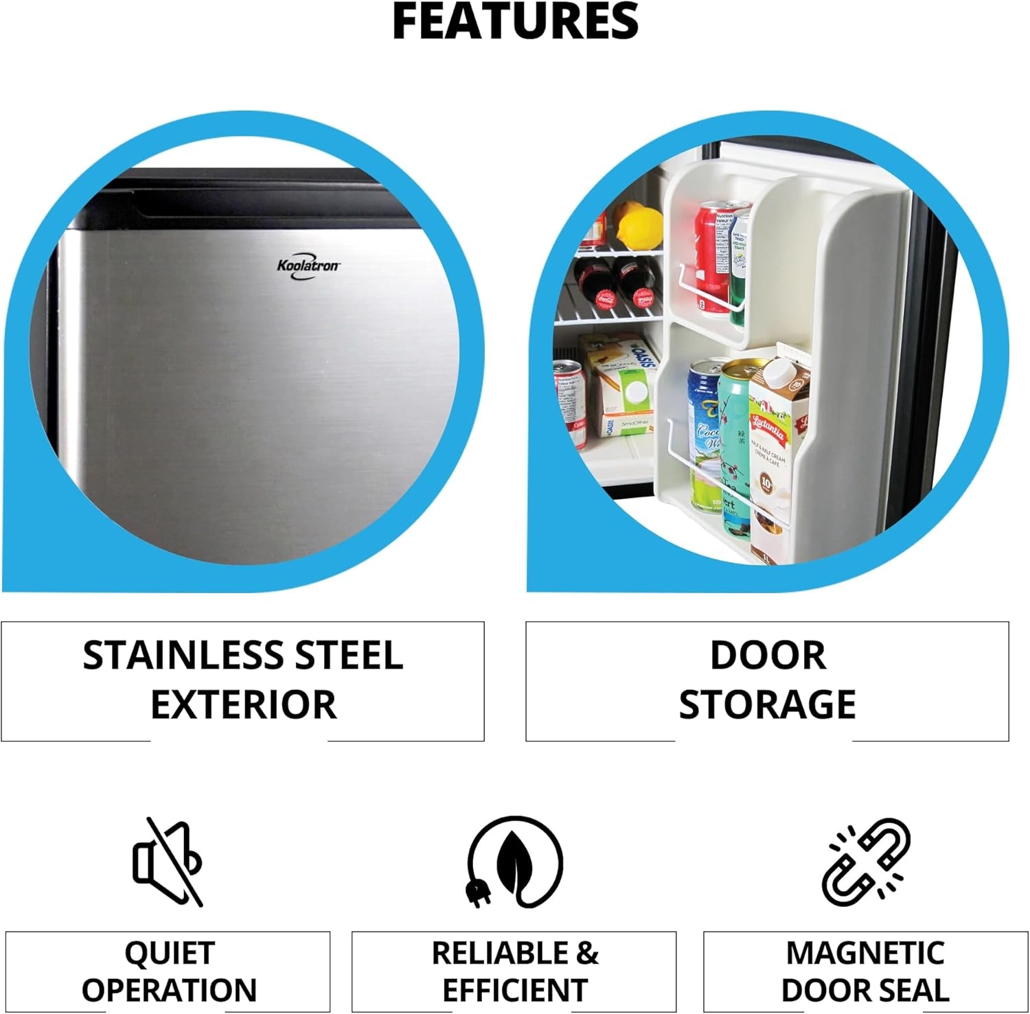 Koolatron 12V / 110V Refrigerator - Mini Fridge for Trucks Cool Storage for Kitchen Bedroom Office Travel Camping Dorms Compact Free Standing Neveras Pequeñpara Apartment 1.76 cu.ft - Black