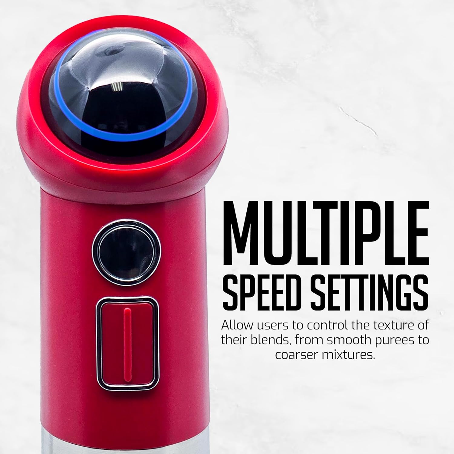 OVENTE Cordless Immersion Hand Blender, 300W Rechargeable Handheld Portable Stick Mixer with Speed Pulse Activating Sensor and Stainless Steel Blades for Smoothies, Shakes or Baby Food, Red HR995R