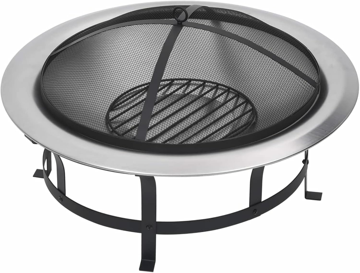 Fire Pits & Outdoor Fireplaces Outdoor Fire Pit with Grill Stainless Steel 29.9