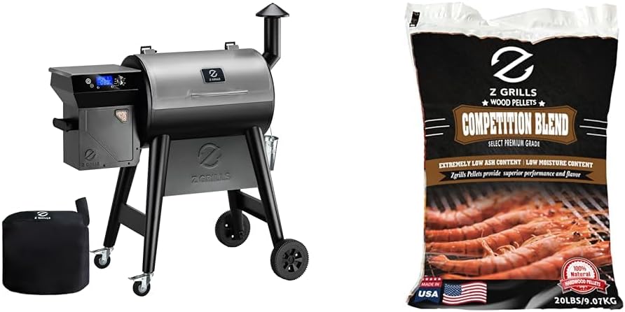 Z GRILLS 450E Pellet Grill Smoker with PID 2.0 Controller & 20lbs All-Natural Hardwood Pellets for Outdoor BBQ