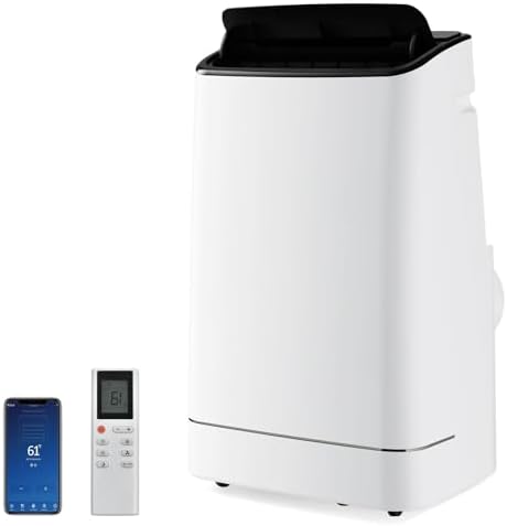 15000 BTU Portable Air Conditioner w/Heating, Dehumidifying, and Auto Swing Functions, APP/Remote Control, 24H Timer, with Window Installation Kit Included, Suitable for Spaces up to 800 Square Feet