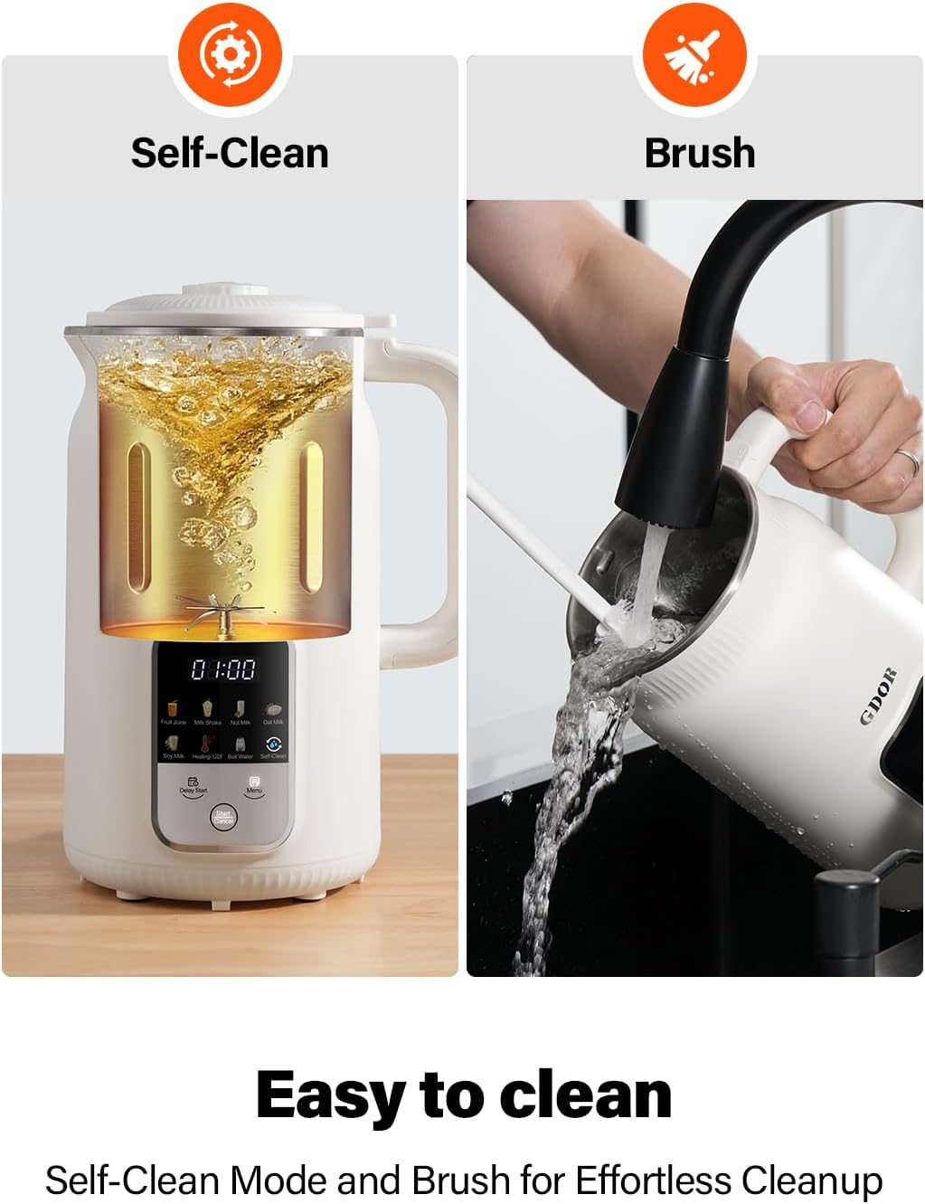 GDOR 35oz Nut Milk Maker, 9-in-1 Plant Milk Machine for Homemade Almond/Oat/Soy, Juice & Smoothie, Blender with 12 Stainless Steel Blades, Keep Warm, 12H Delay, Boil Water and Self-Cleaning