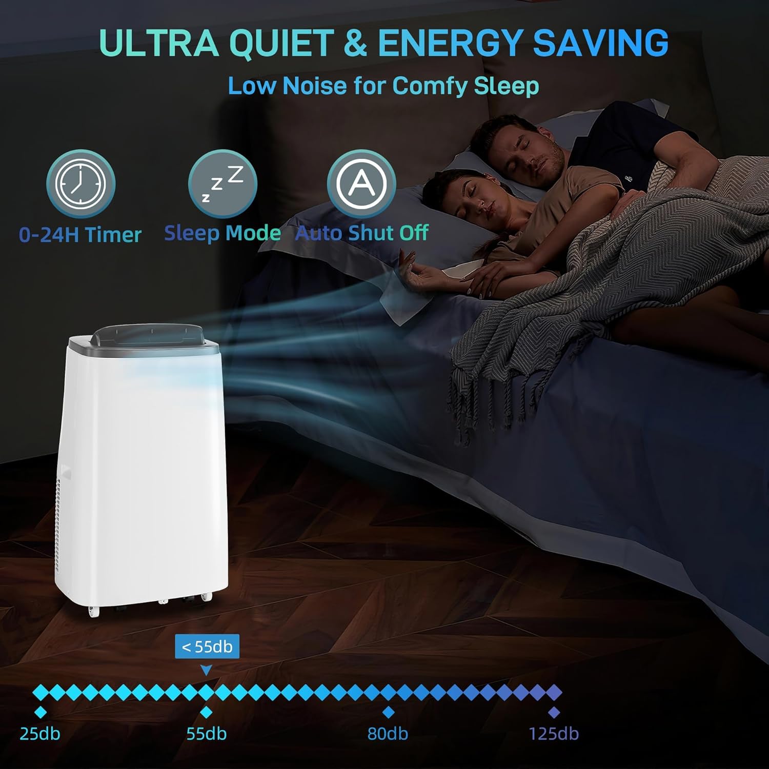 14000 BTU Portable Air Conditioner for Room up to 700 Sq.Ft - 3-in-1 Energy-Efficient AC Unit with Dehumidifier & 3-Speed Fan, Quiet Operation, Remote Control, Compact Design