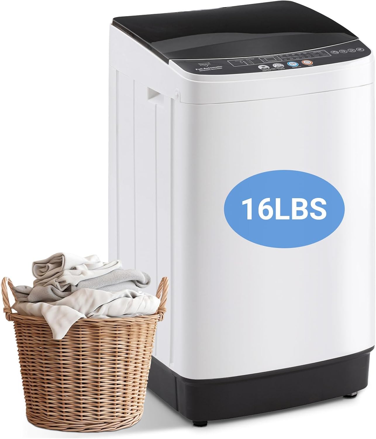 16 lbs Portable Washing Machine, 2.0 Cu.Ft Capacity Full Automatic Washer for Homes & Apartments, 8 Wash Programs, Compact Laundry Washer for Homes & Apartments, Dorm, Small Spaces
