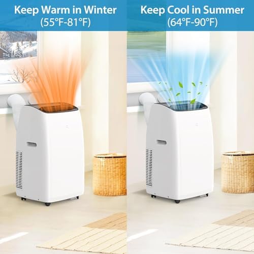 Inverter Portable Air Conditioner 14,000 BTU with Hose, Dehumidifier, Heater, Smart Inverter Portable AC Units with Remote, LED Display, 24 Hrs Timer, 42dB, AC Unit Window Kit