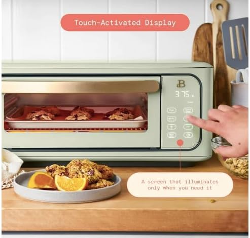 Beautiful Infrared Air Fry Toaster Oven, 9-Slice, 1800 W, by Drew Barrymore (Sage Green)