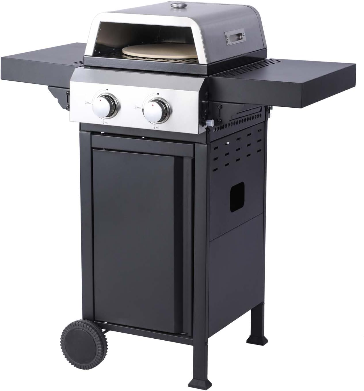 2-Burner Propane Gas BBQ Grill with Side Tables, 24600BTUs, 271 Sq.In.Output Stainless Steel Grill with Wire Enamel Cooking Grids for Patio Garden Camping (2-Burner,271 Sq.In)