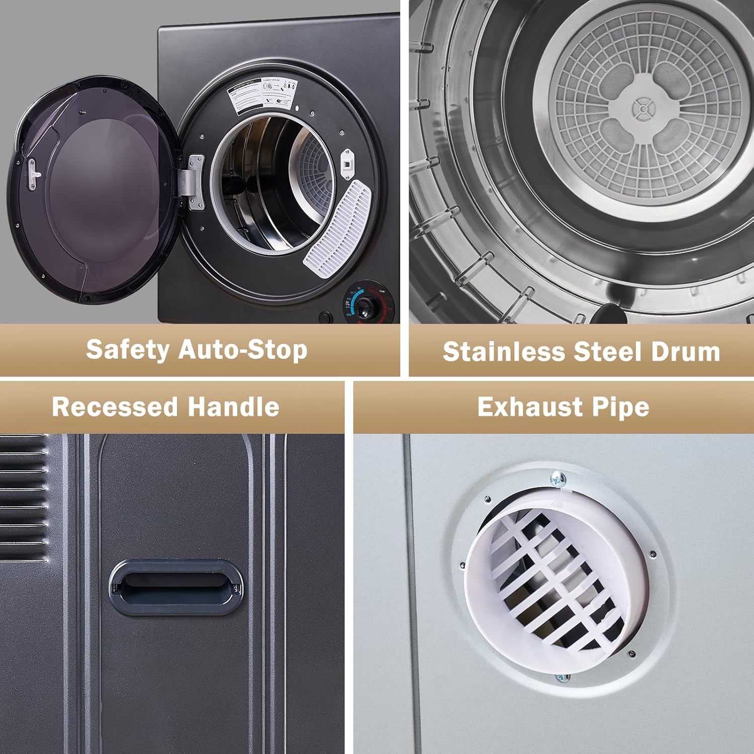 CTT Portable Clothes Dryer 3.5 cu.ft, 1500W Compact Dryer for Apartment