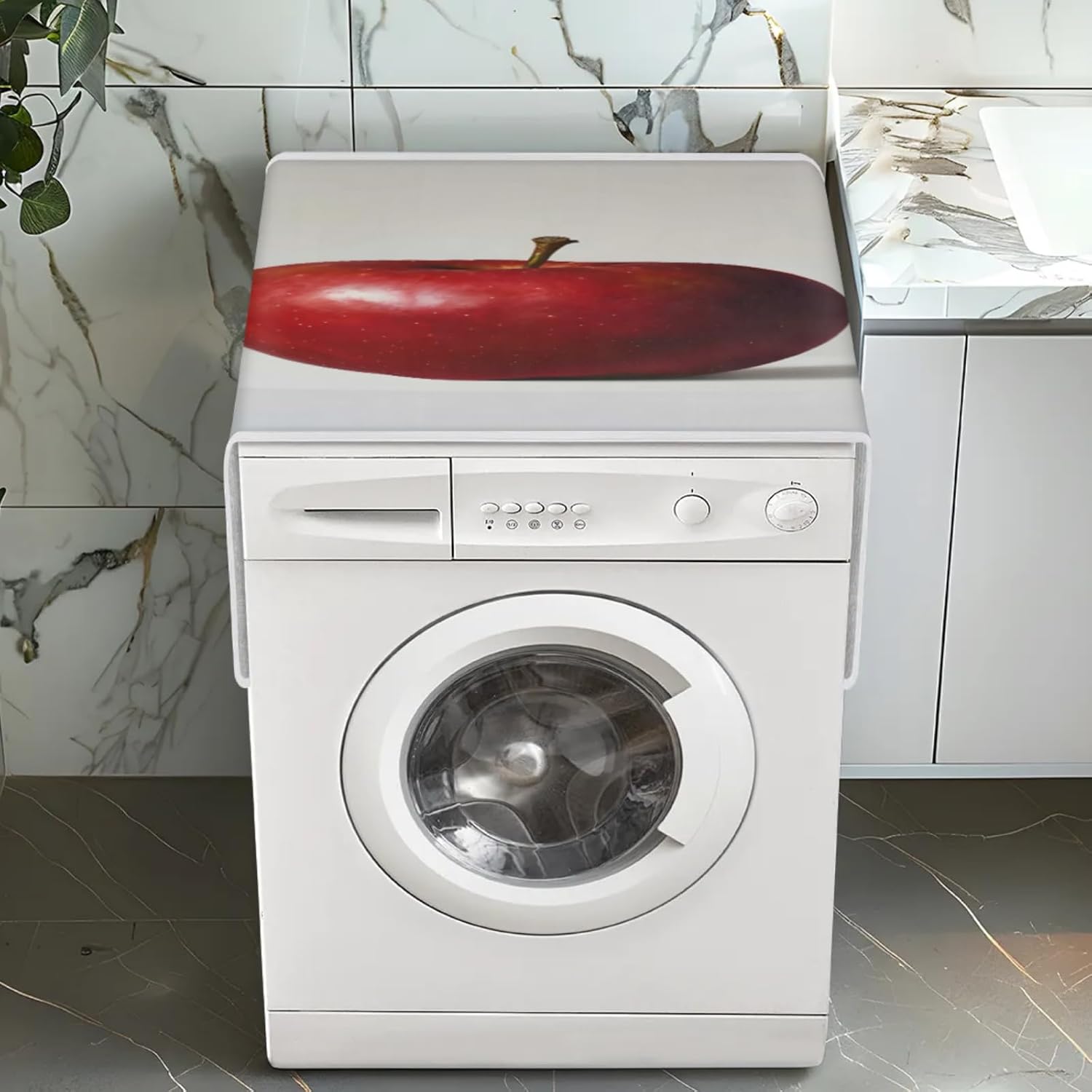 Red Apples Washer and Dryer Covers for the Top, Fruit Printed Non-slip Washer Cover, Washer Top Protector Washing Machine Cover for Laundry Home