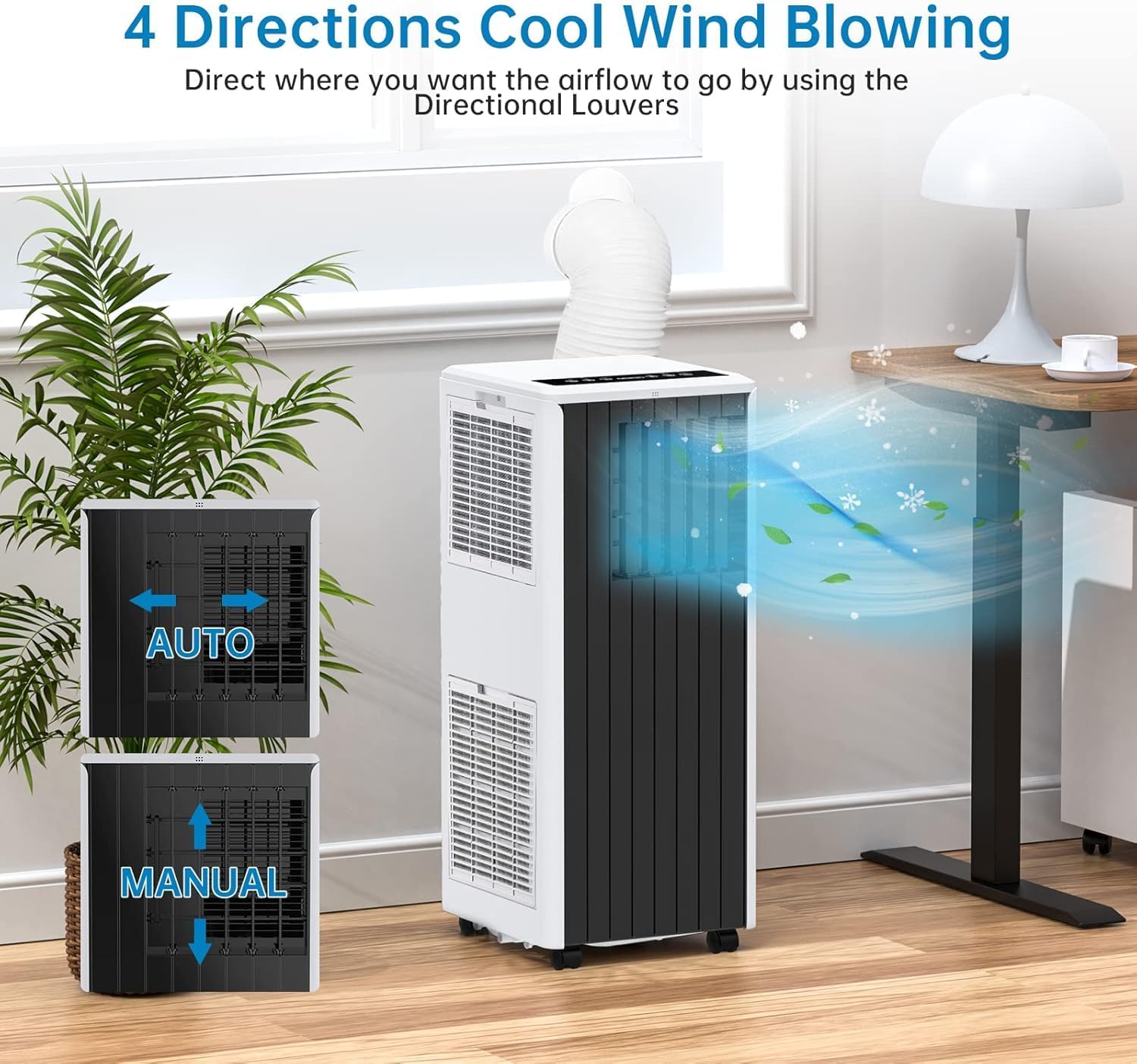 Portable Conditioners Cooling Control 8000 BTUs Portable Air Conditioner with Efficient Cooling, Quiet Portable Cooling AC Up to 350 Sq.Ft. with Dehumidifier, Fan, Sleep Modes, 3-in-1,Grey