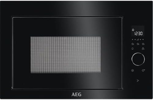 AEG MBE2657SEB Integrated Microwave Oven, LCD Display, Interior Light, Electronic Opening, Defrost Program, 3 Programmable Functions, 900 W, Black, 26 L