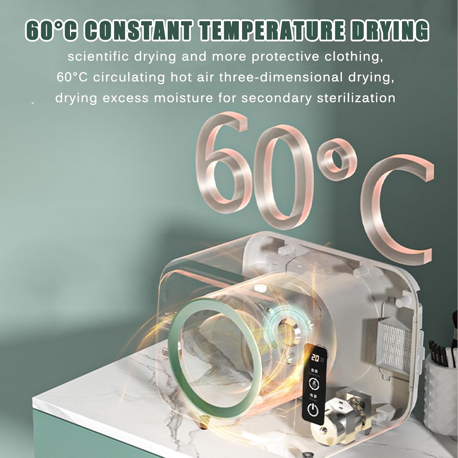 Portable Clothes Dryer, Compact Mini Electric Laundry Dryer, One-touch Touch Screen, Multiple Modes, Stainless Steel Tub, for Apartments, Home, Dorm, Travel RVs