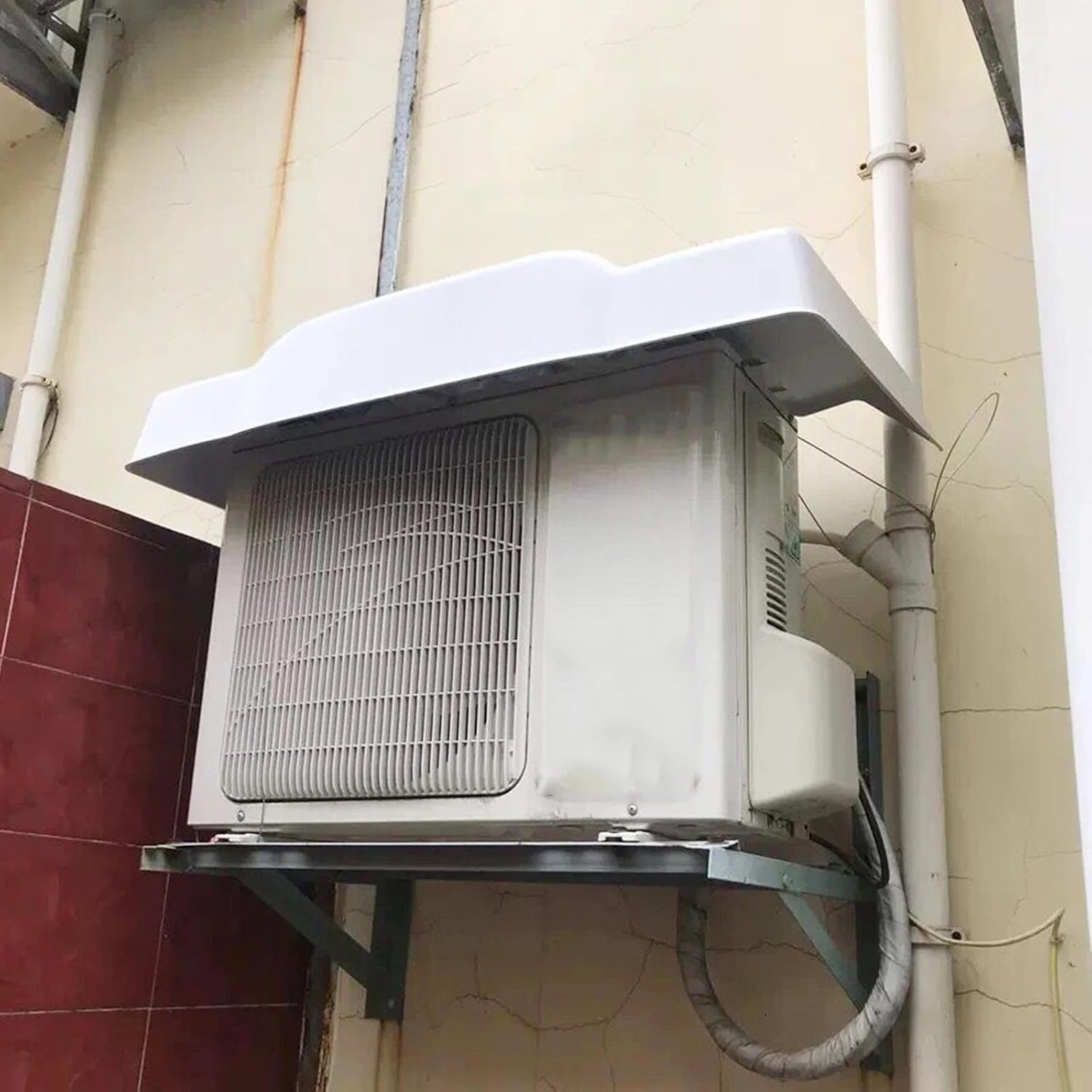 Air Conditioner Unit Cover with Fixed Rope, Outdoor Window AC Units Protection Cover, Air Conditioner Umbrella Waterproof Defender(43.3 * 17.7inch)