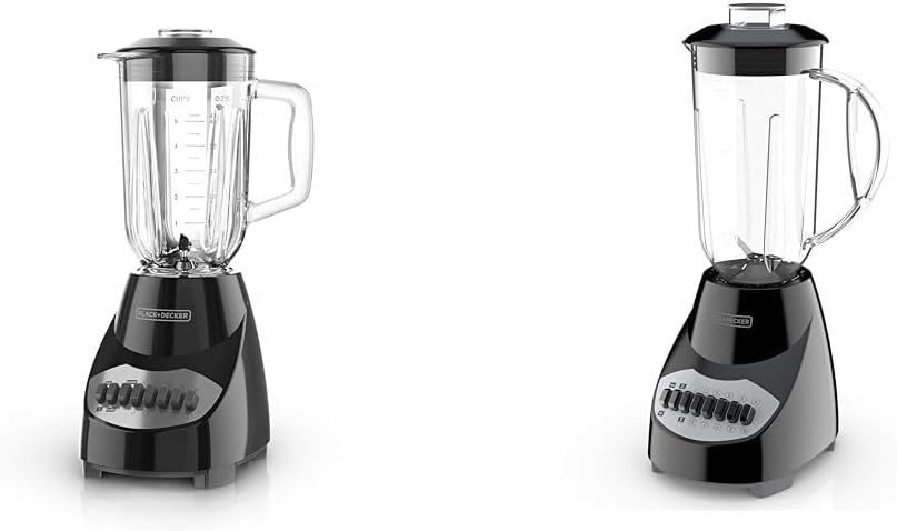 BLACK+DECKER 10-Speed Countertop Blender Bundle with 5-Cup Glass and 6-Cup Plastic Jars, Stainless Steel Blades
