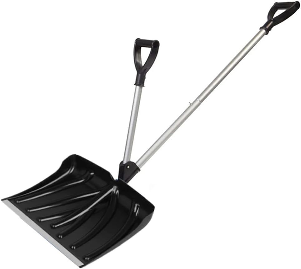 2-in-1 Dual Handle Labor-Saving Snow Shovel, Aluminum Alloy Snow Removal Shovel, Lightweight Snow Pushing Board, Convenient Snow Sweeping Tool That can be Used as a Grain Shovel (Black)