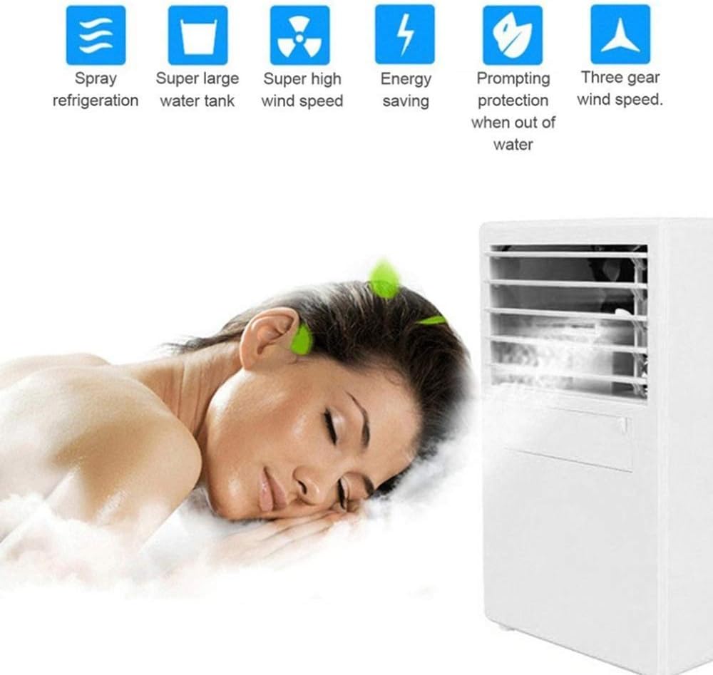 Air Cooler for Home Office Mini Portable Air Conditioner Table Desk Small Home Office Bladeless Fan Humidifier Quiet Personal Moisturizing Air Cooler Fan
