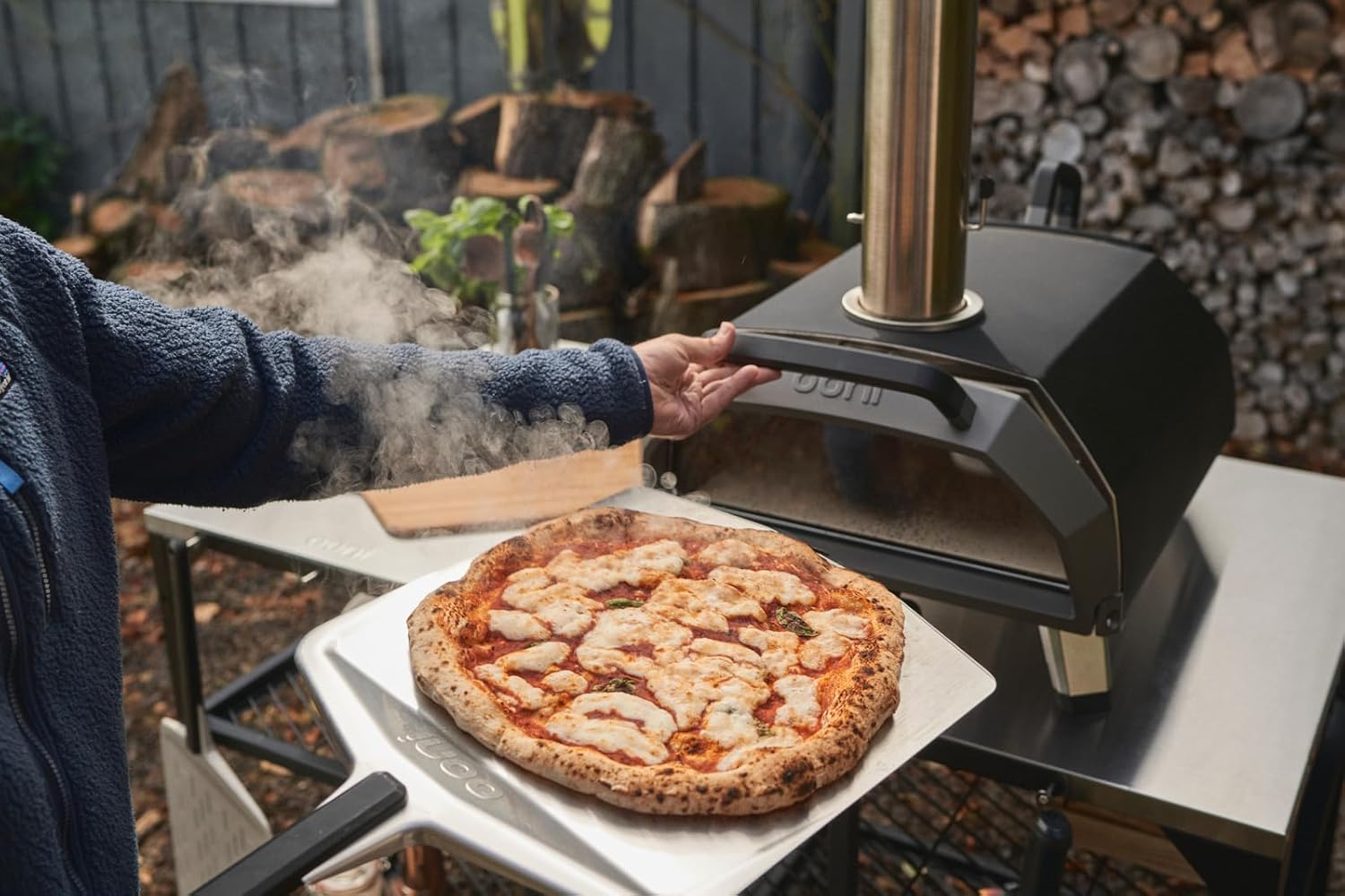 Ooni Karu 2 Pro Multi-Fuel Pizza Oven - Wood and Gas Outdoor Pizza Oven with Pizza Stone & Integrated Thermometer, Pizza Oven Outdoor, Dual Fuel 16 Inch Pizza Maker, Outdoor Cooking Grill