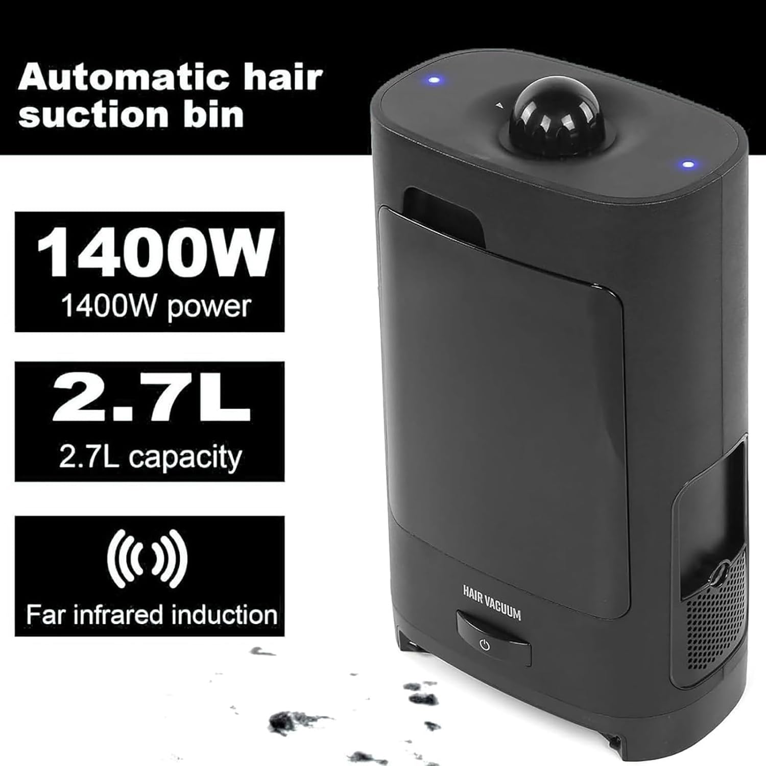 Electric Hair Salon Dustbin, Canister Vacuum Cleaner Trash Can, 2.7L Touchless Stationary Vacuum Cleaner, with Air Outlet Filter, for Hair Salon