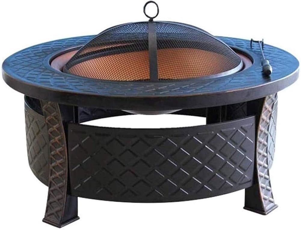 Outdoor Fire Pit Firepit Home Fire Pit - Large Bonfire Wood Burning Patio & Backyard Firepit for Outside with Round Spark Screen