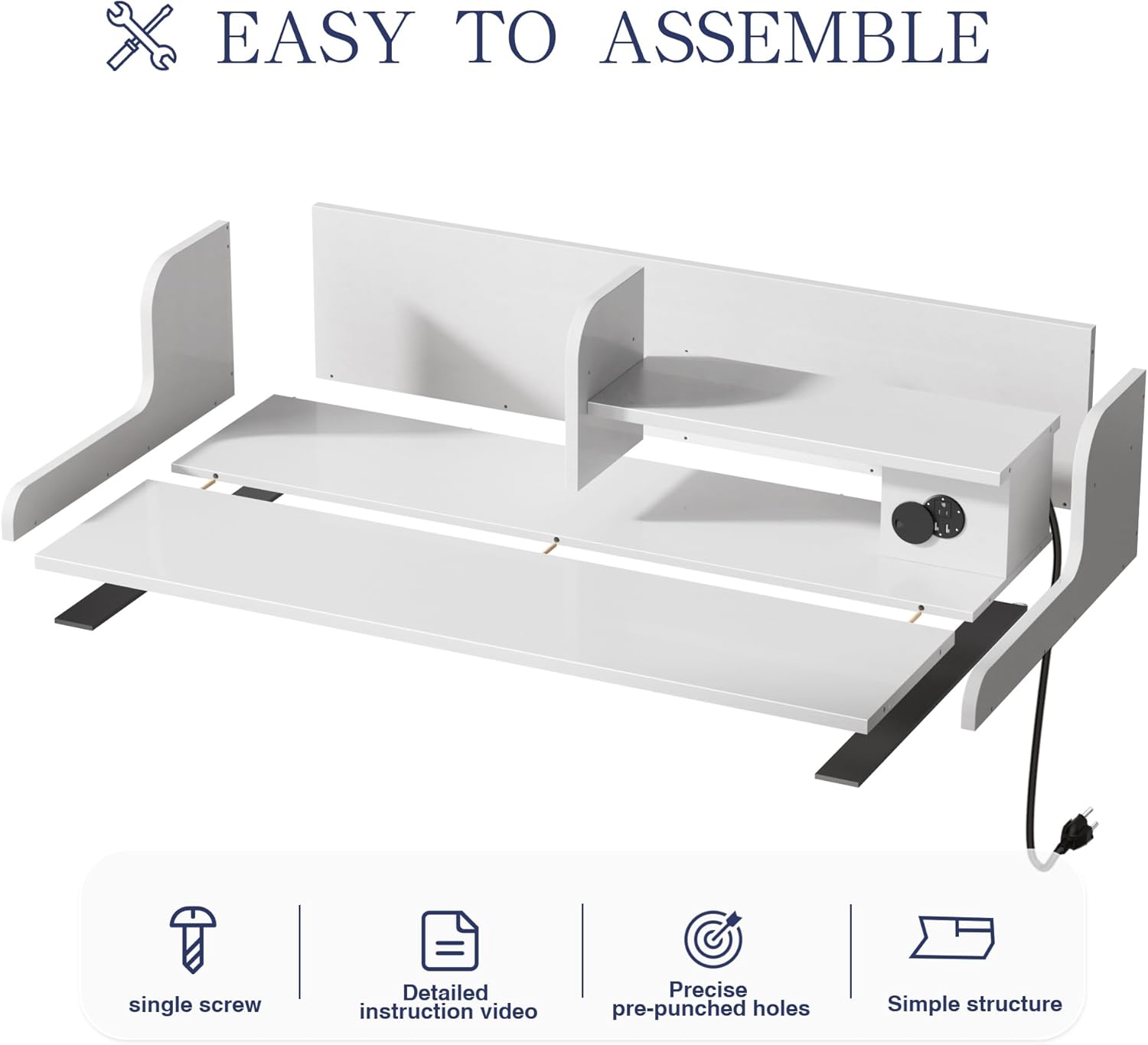 DTK Washer Dryer Countertop with Charging Station, 2 Tier Laundry Countertop with Anti-Slip Strips, 27.55