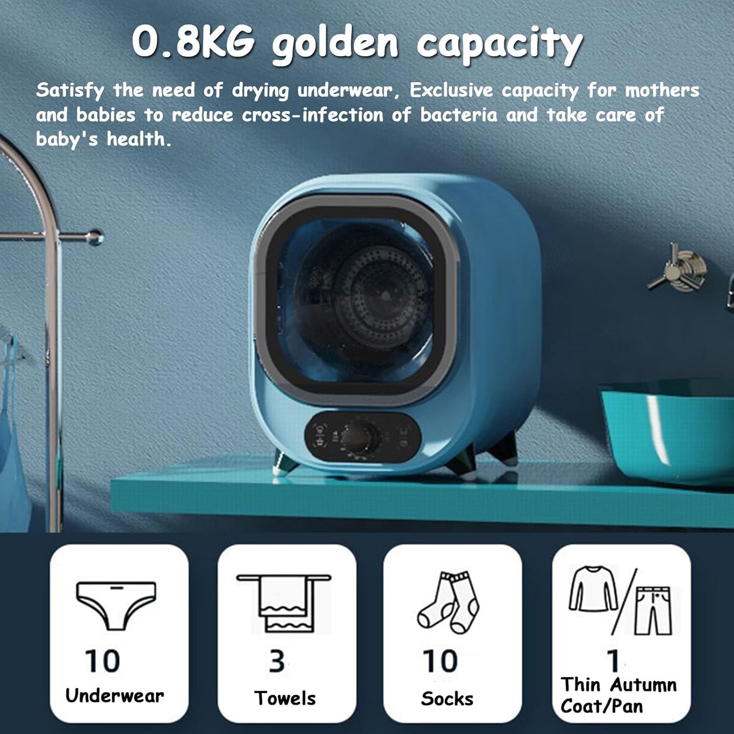 Mini Portable Condenser Dryer 5kg - Space-Saving Quick Drying Machine, Mini Dryer for Clothes, Ideal for Apartments, Dorms & Travel Use