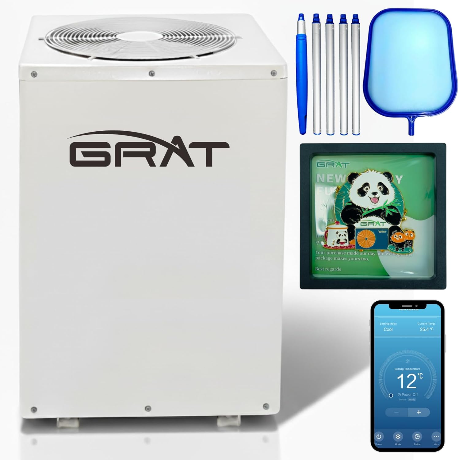 Full Inverter Heat Pump for Hot Tub and Bath, 35,000 BTU Electric Swimming Pool Heater, 10000 Gallons, for Above and In ground Pools, WiFi Capable Timer, Heating and Cooling, Defrosting, 220-240V