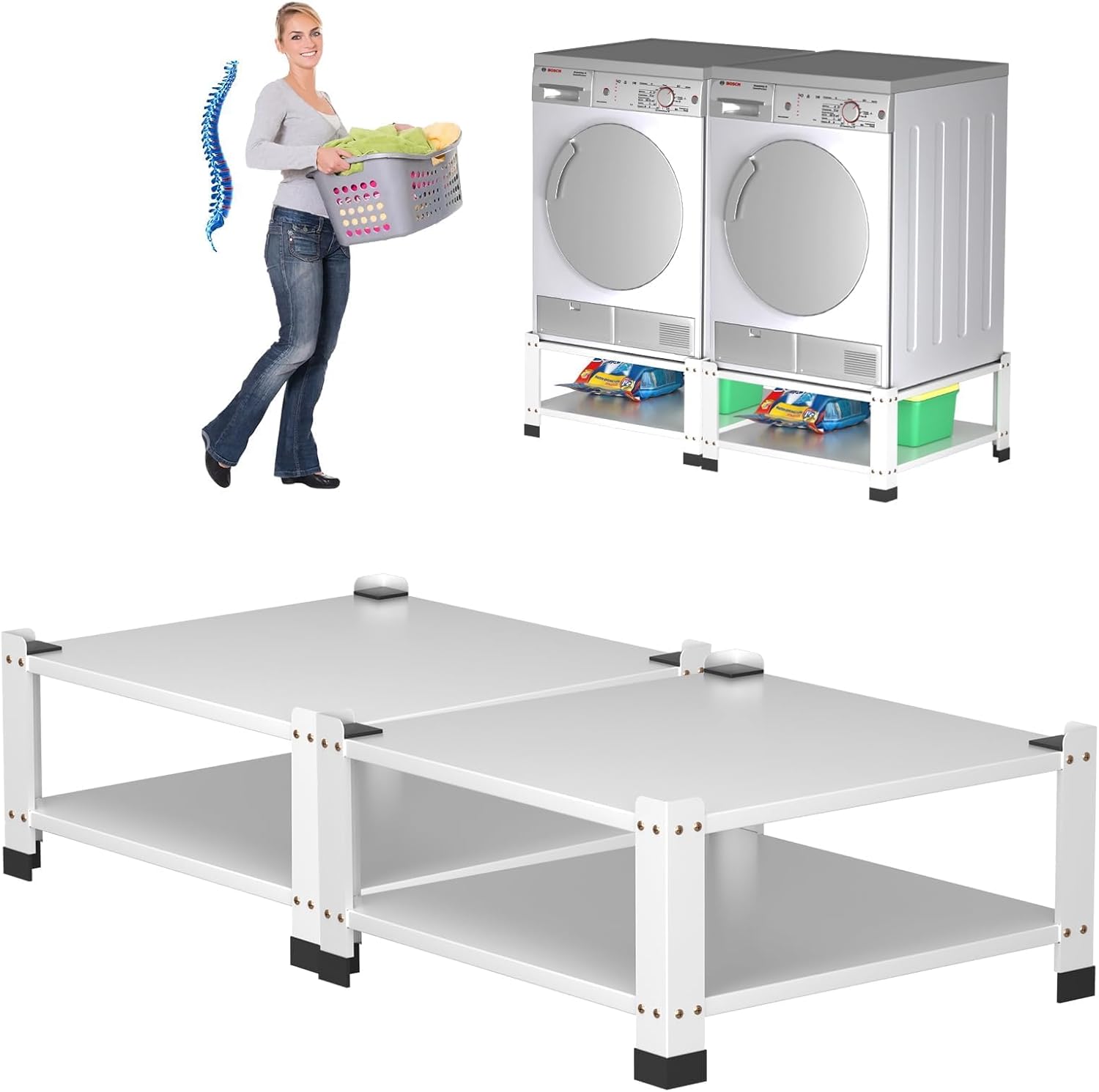 Laundry Pedestal,Heavy Duty Steel Washer and Dryer Stand,28