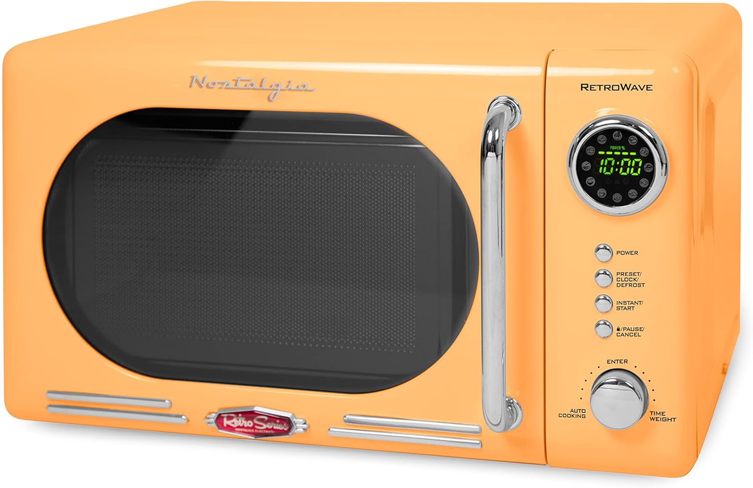 Nostalgia Retro Compact Countertop Microwave Oven - 0.7 Cu. Ft. & Retro 12-Cup Programmable Coffee Maker With LED Display