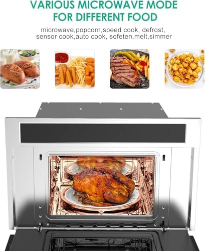GarveeHome 30 ft Microwave Convection Oven, 1.6 Cu Ft Built In Microwave Oven with Air Fryer-Child Safety Lock-Drop Down Door, 1700W Touch Control-Multiple Cooking Modes, Ideal for Modern Kitchens
