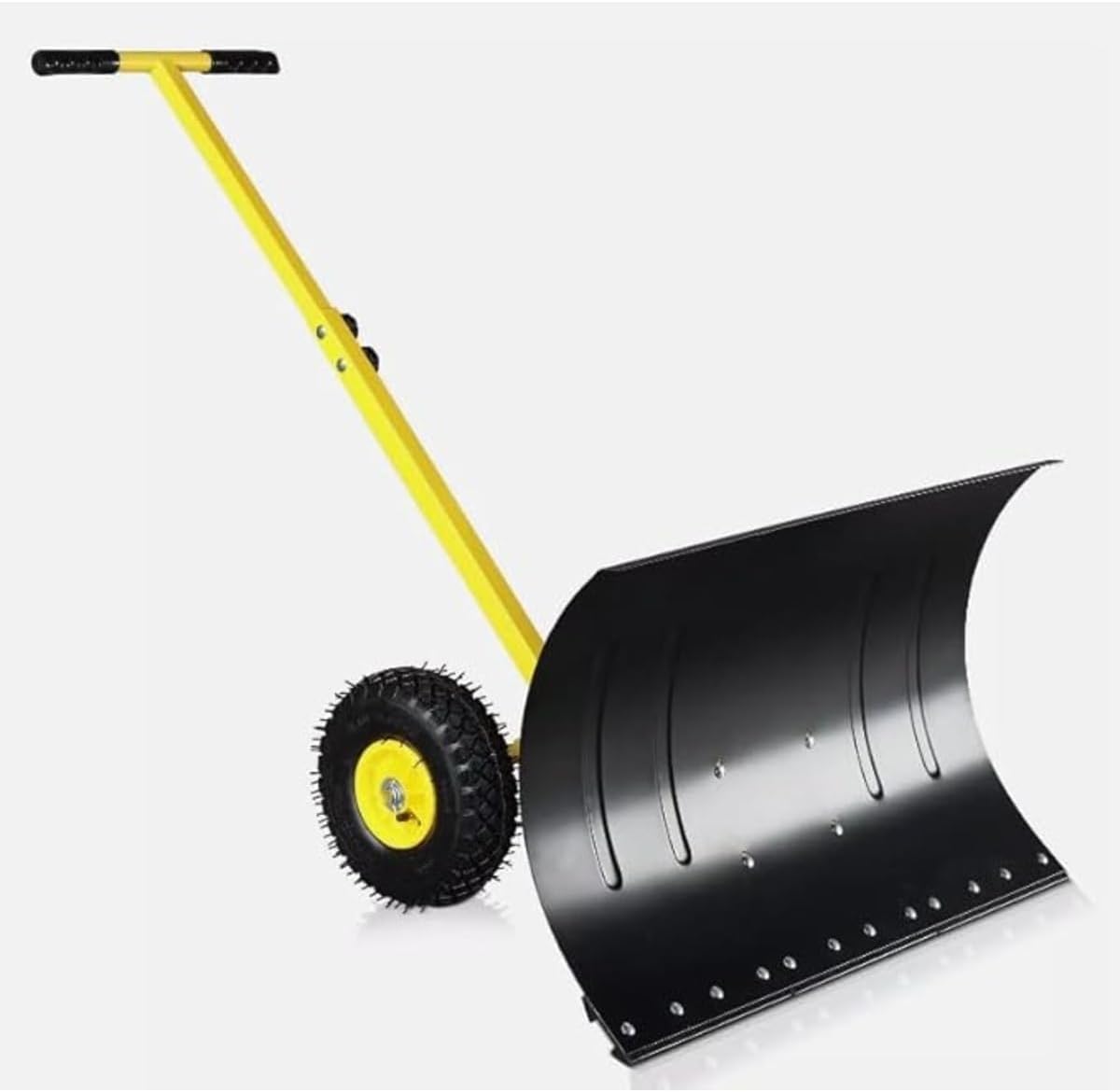Snow Shovels Portable Premium Snow Removal Pusher with Wheel Adjustable Push Rod