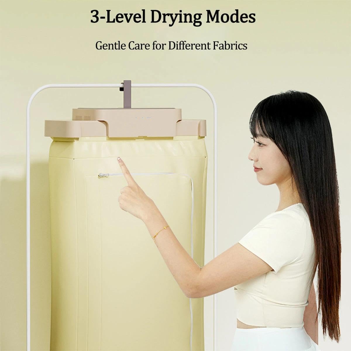 Portable Clothes Dryer with Time Setting,Three Adjustment,Remote Control,Clothes Dryer Hold 8-12 Items for Laundry Travelling Hotel Room