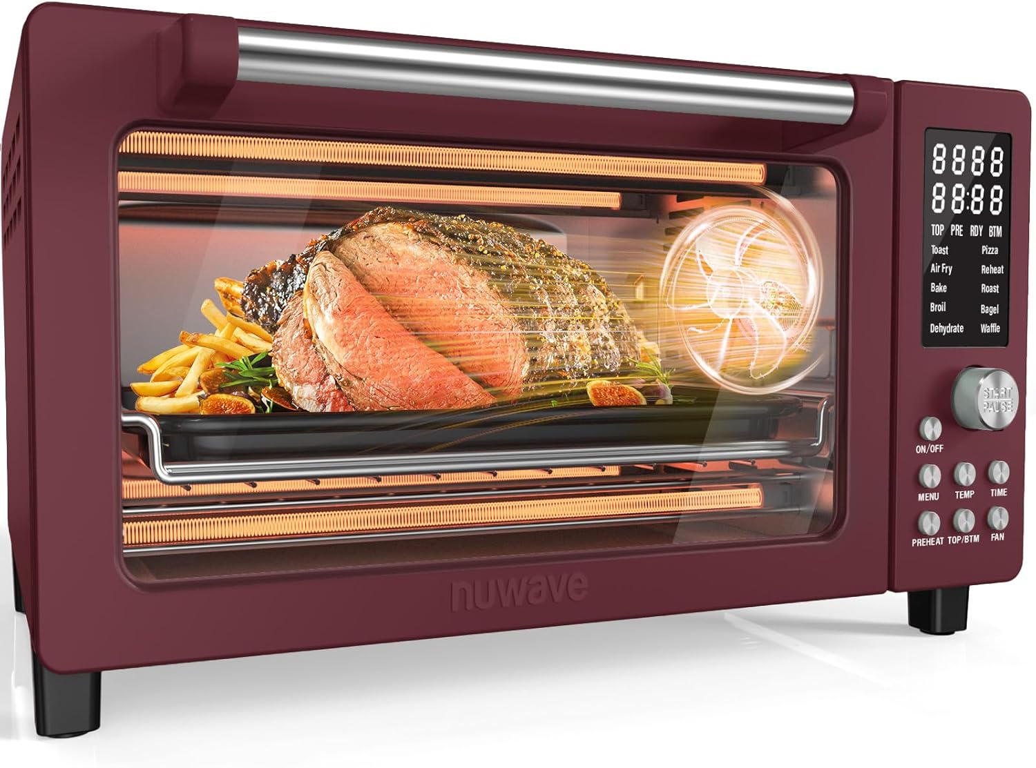 Nuwave Bravo Pro Smart Air Fryer Toaster Oven Combo, 10-in-1 Functions with Quicker & Even Crisp Technology, 1800W, 50-450°F, PFAS-Free, 21QT, Cinnamon