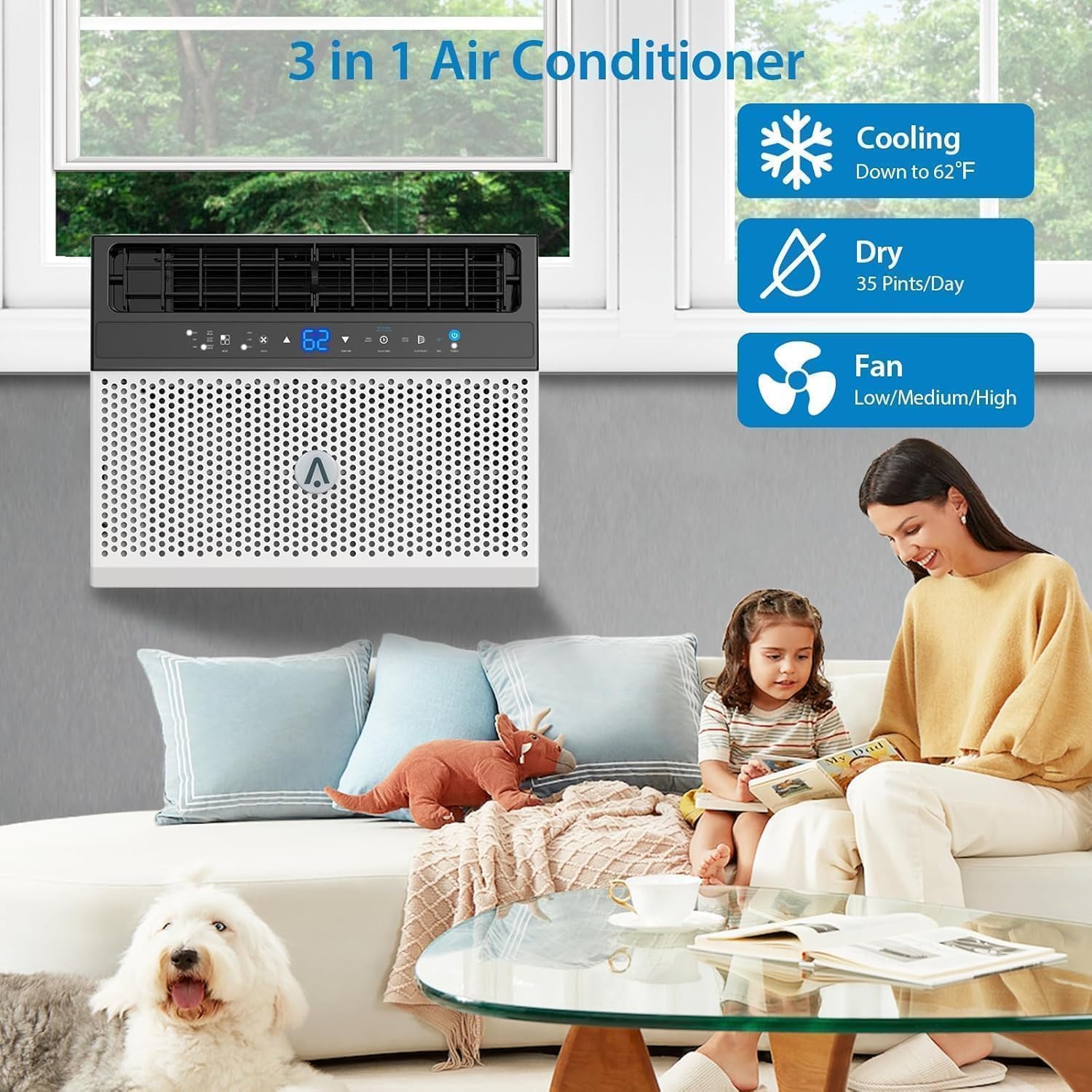 GarveeLife 6000 BTU Window Air Conditioner, 115V/60Hz, Ultra Quiet, Energy Efficient, Remote Control, Air Conditioner with Installation, Cools Up to 350 Sq.Ft, for Home, Office, Dorm