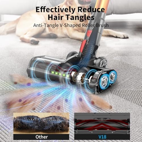 550W Ultra Powerful Cordless Vacuum Cleaner, 40-Min Runtime with Automatic Dust Detection, Bagless for Carpets Hard Floors